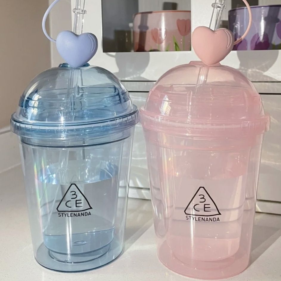 3ce Water Cup Pink Love Cold Water Cup 3ce Straw Cup Blue Love Water ...