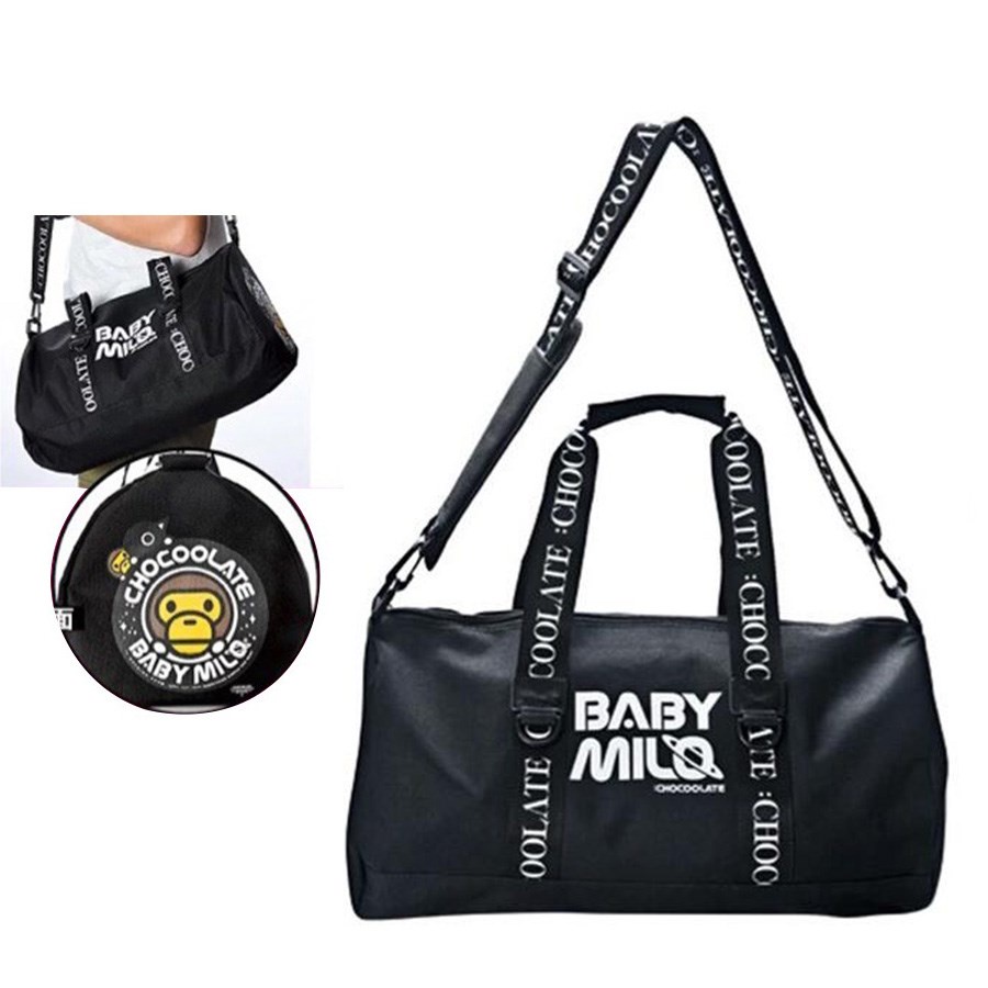 BABY MILO black cylinder bag handbag travel bag sports fitness bag