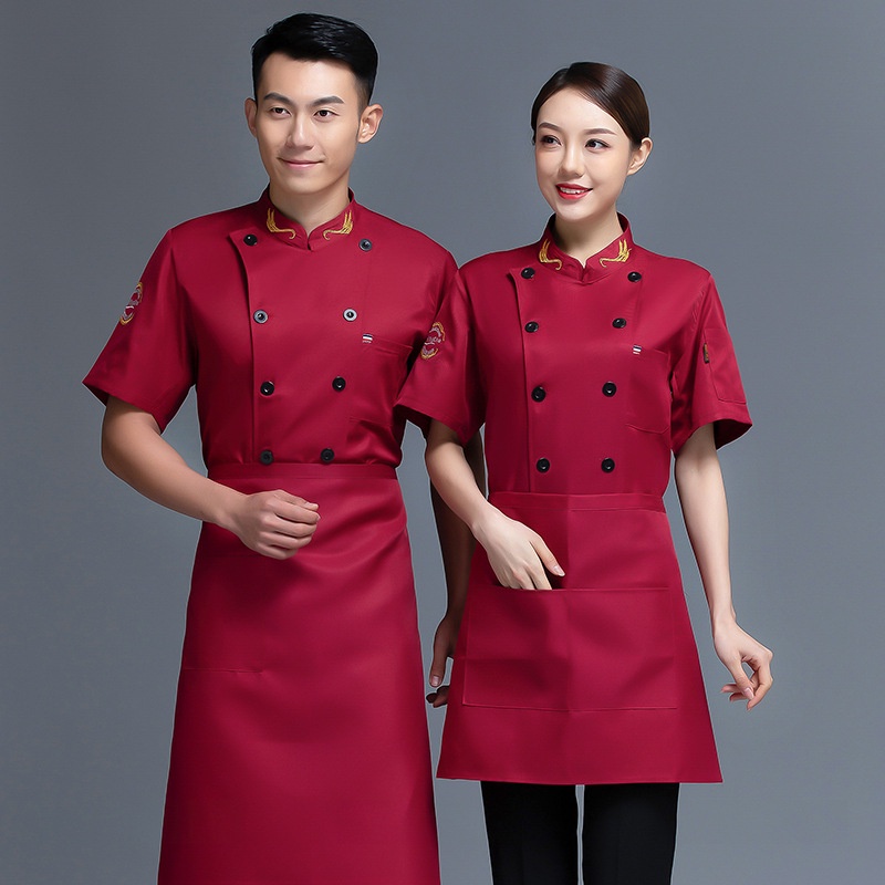 Chef Clothes Short-Sleeved Summer Hotel Kitchen Cake Shop Baking ...