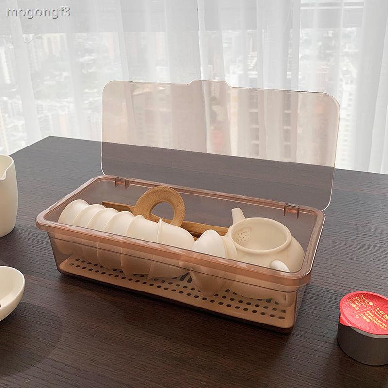 Tea Cup Storage Box Household Desktop With Lid AntiDust Kung Fu Teapot