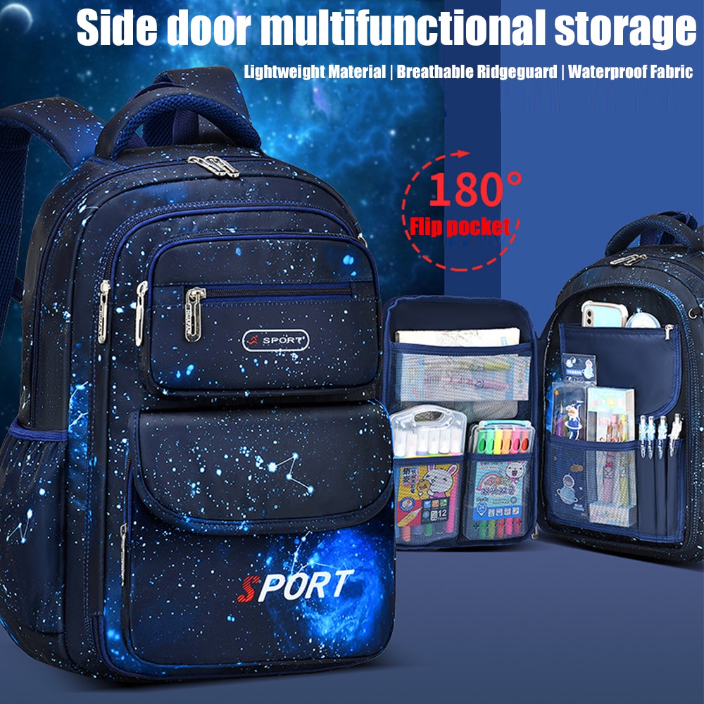 New Primary School Bag Men's Side Refrigerator Style Opening Large