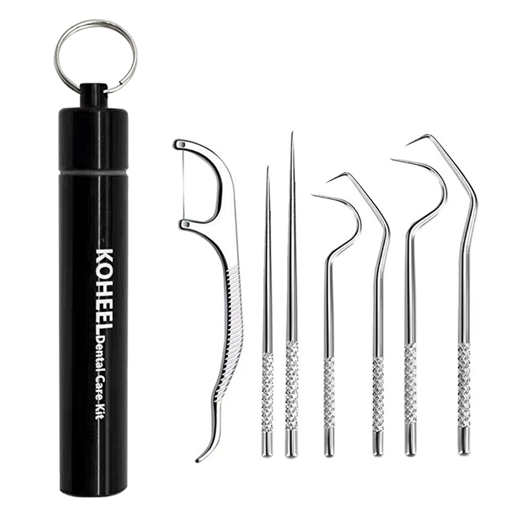 KOHEEL Toothpicks Pocket Set, Reusable Dental Floss Picks Kit ...