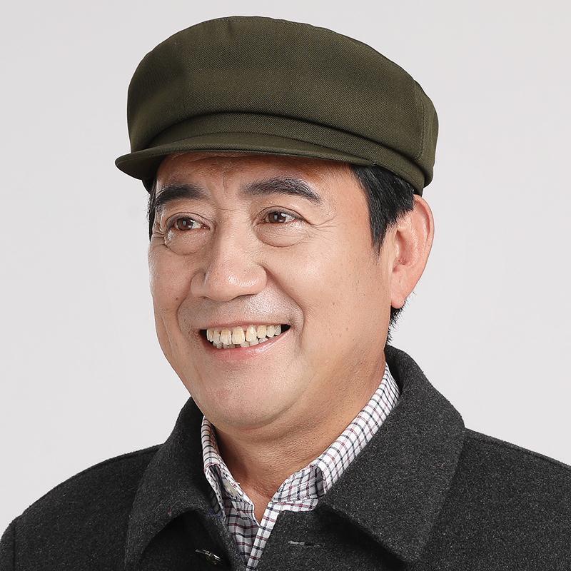 Gh Oldfashioned Chinese Mountain Hat Army Green Spring Autumn Middleaged Elderly Flat Top Hat