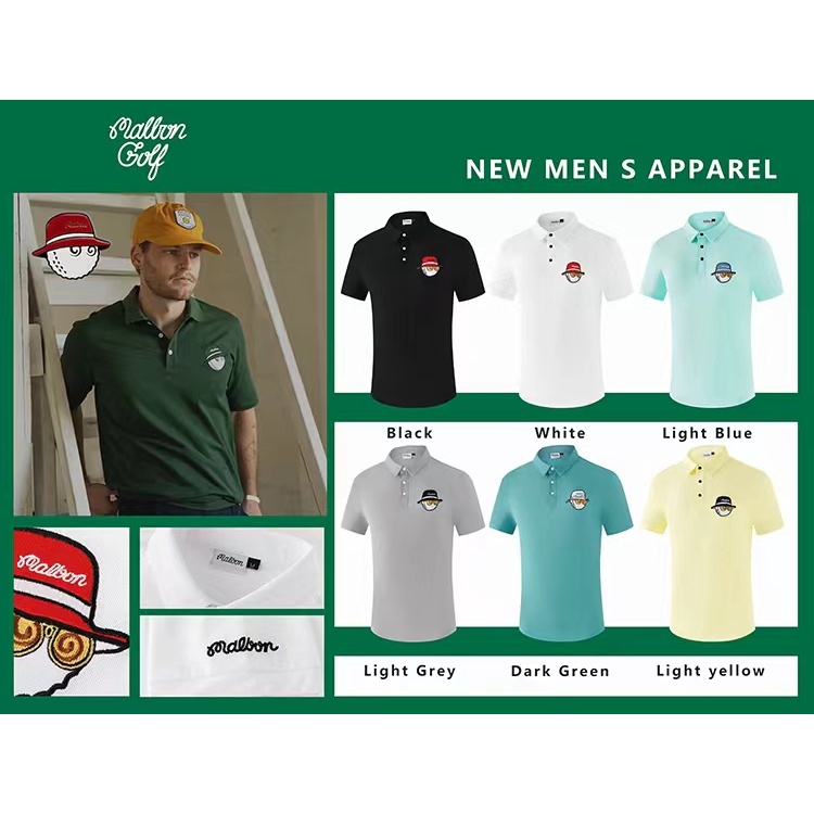 [MALBON] Golf Short-Sleeved t-Shirt Men polo Shirt Golf Printed ...