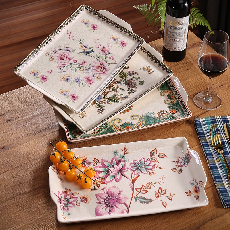 European Style Ice Crack Decal Ceramic Tray Tableware Tea Set Storage ...