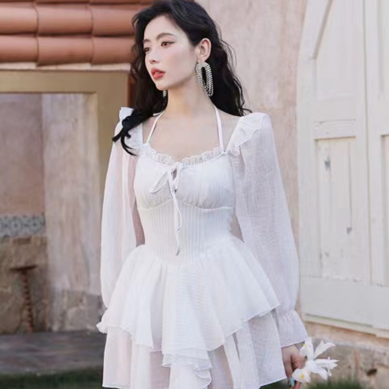 2023 Summer OnePiece Skirt Swimsuit Korean Version Slimmer Look