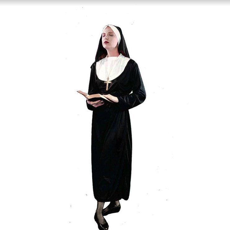 万圣节修女服装大人cosplay男牧师服圣母角斗士神父演出服传教士Halloween nun costume adult cosplay ...