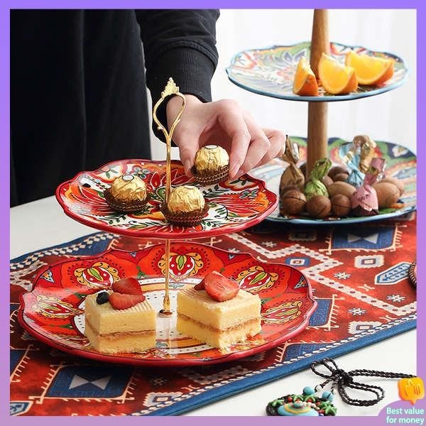 tempat kuih raya set bekas kuih raya 2024 Bohemian ceramic double layer ...