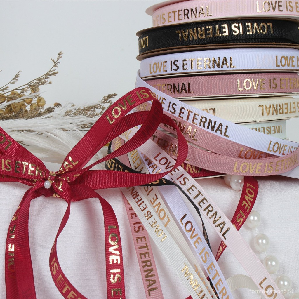 Boutique 1cm Gilding Letter Ribbon Flower Bouquet Packaging Cake ...