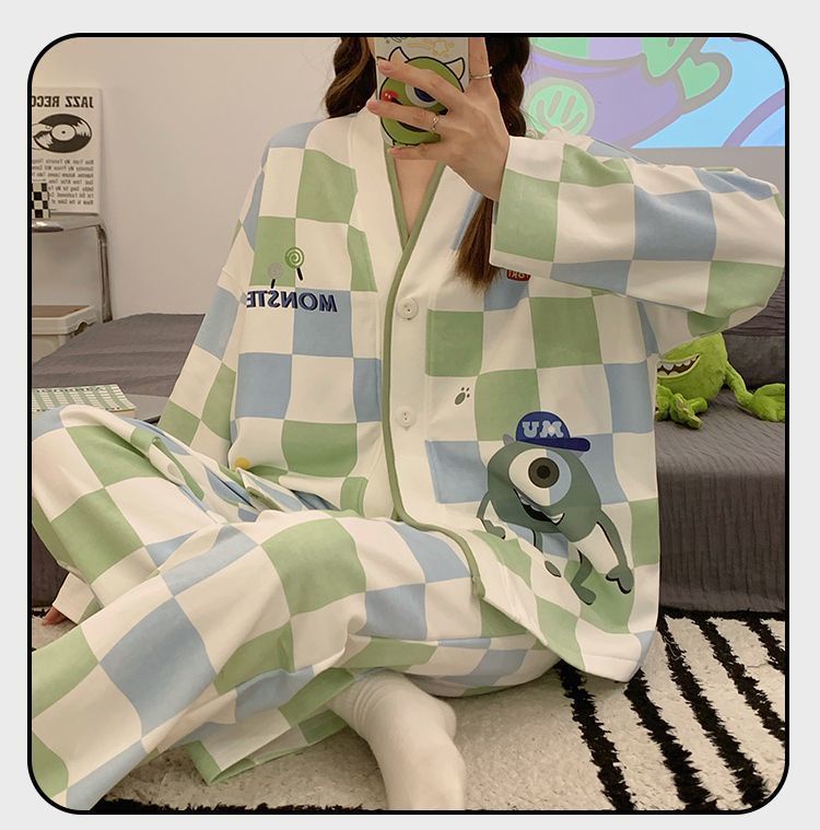 Yisk Autun and Winter Flannel Thickened Color atching Cardigan Couples Hoe Clothes - Pyjaas and Clothes price