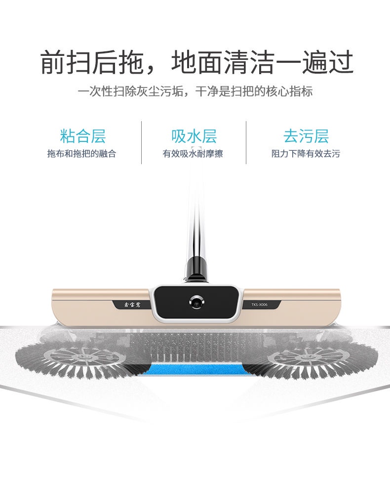 Lazy Mop Sweeping Handy Tool Rotating Wet Dry Broom Sweeper Hand-Push ...