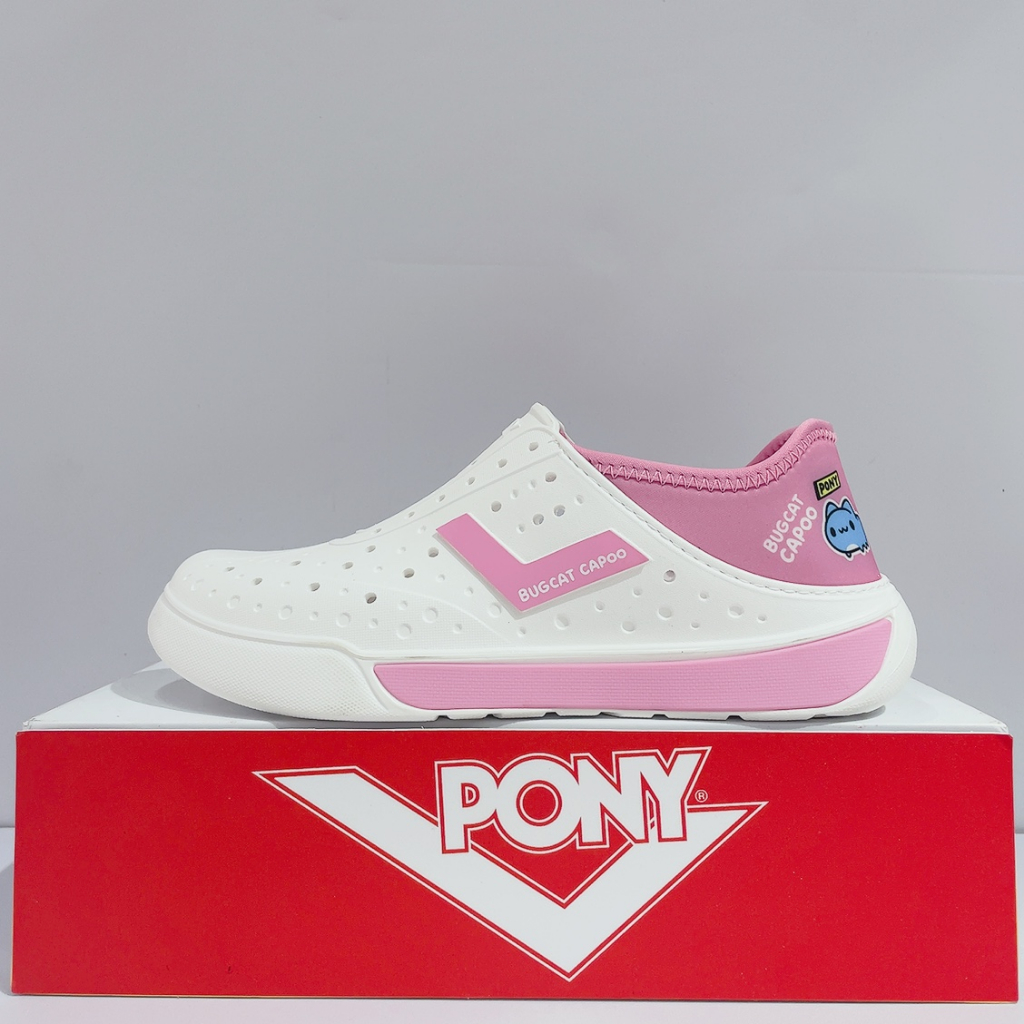 PONY ENJOY Girls White Pink CAPOO Joint Heel Can Step On Waterproof ...