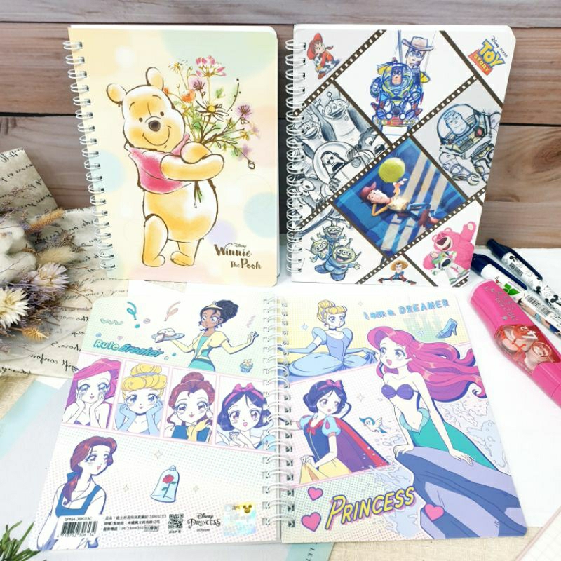 Disney 36k Coil Notebook Princess Horizontal Toy Story Pooh Notepad ...