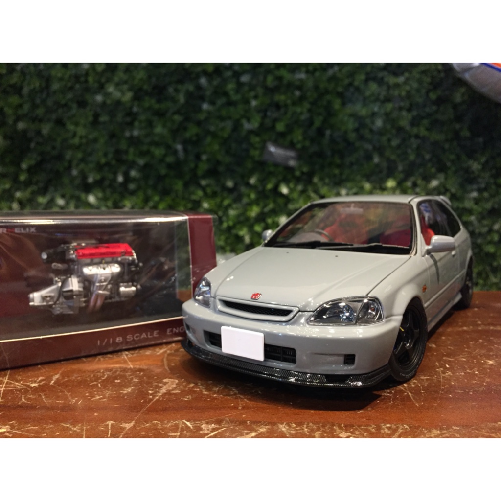 1:18 Honda Civic EK9 Type R customisée - Rose tendre - avec bloc moteur supplémentaire PRE 0RDER