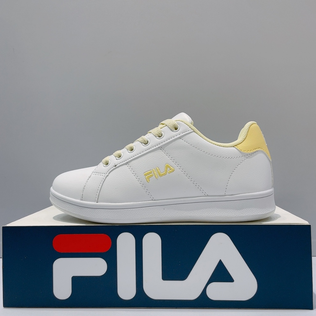 FILA Girls White Yellow Leather Comfortable Shoes Sports Casual 5 C323Y 199 Shopee Malaysia