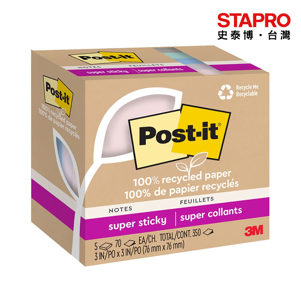 3M Post-it Sticky Eco-Friendly Note Paper/654R-5SSNRP/76x76mm/Mixed ...