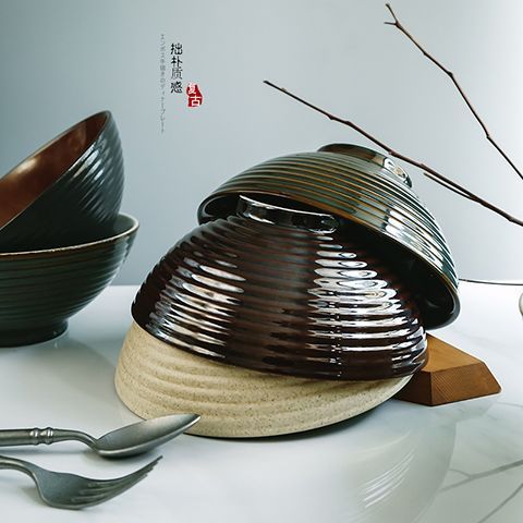 Kawashima Japanese Ceramic Bowls Hat Well Rice Large Noodle Soup Beef ...