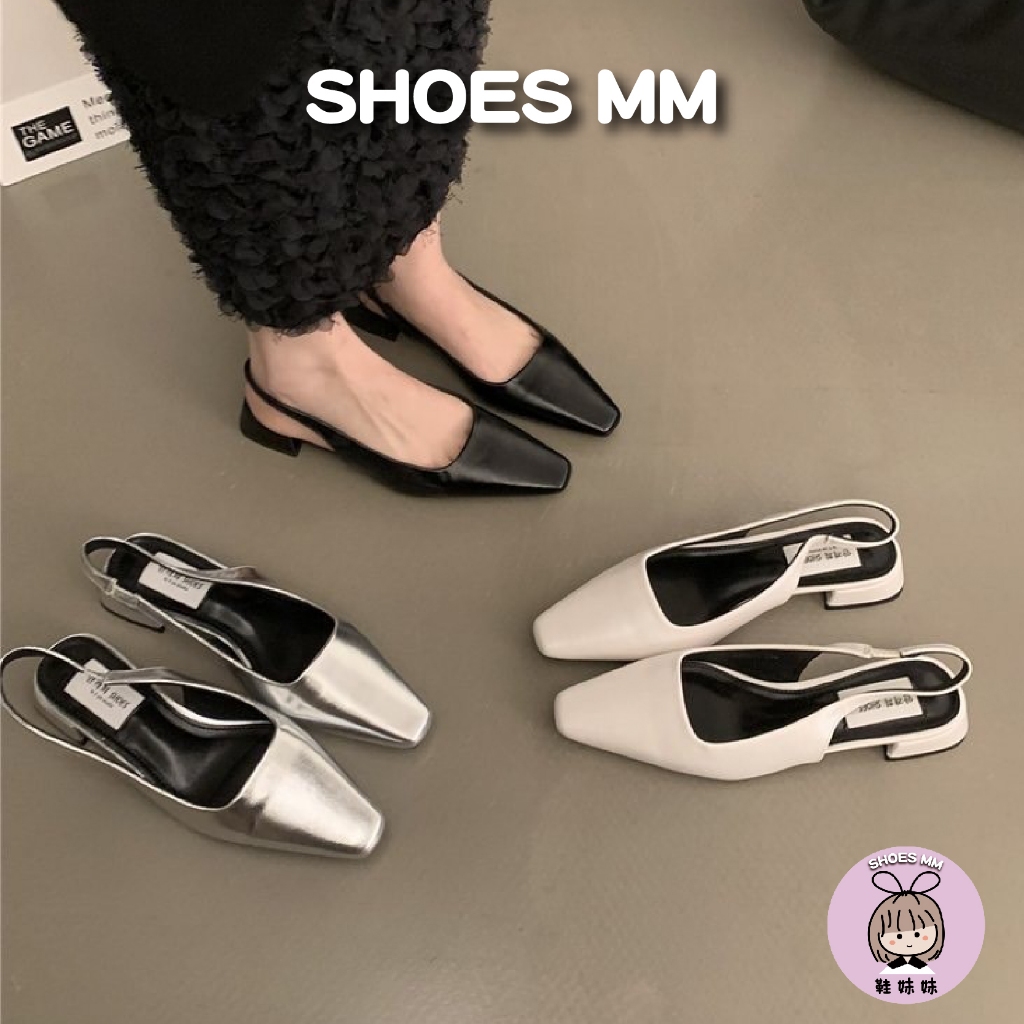 Shoes Sister French Retro Time Plain Back Empty Heel Small Square Toe Classy Bag Mid Heel Front Cover Low Thick 22 13