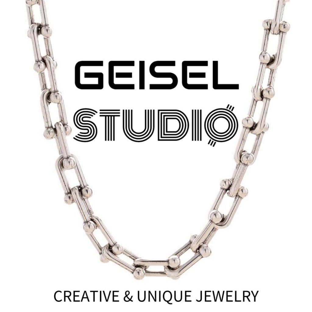 [GEISEL] U-Shaped Double Bead Stitching Necklace Bracelet Titanium ...