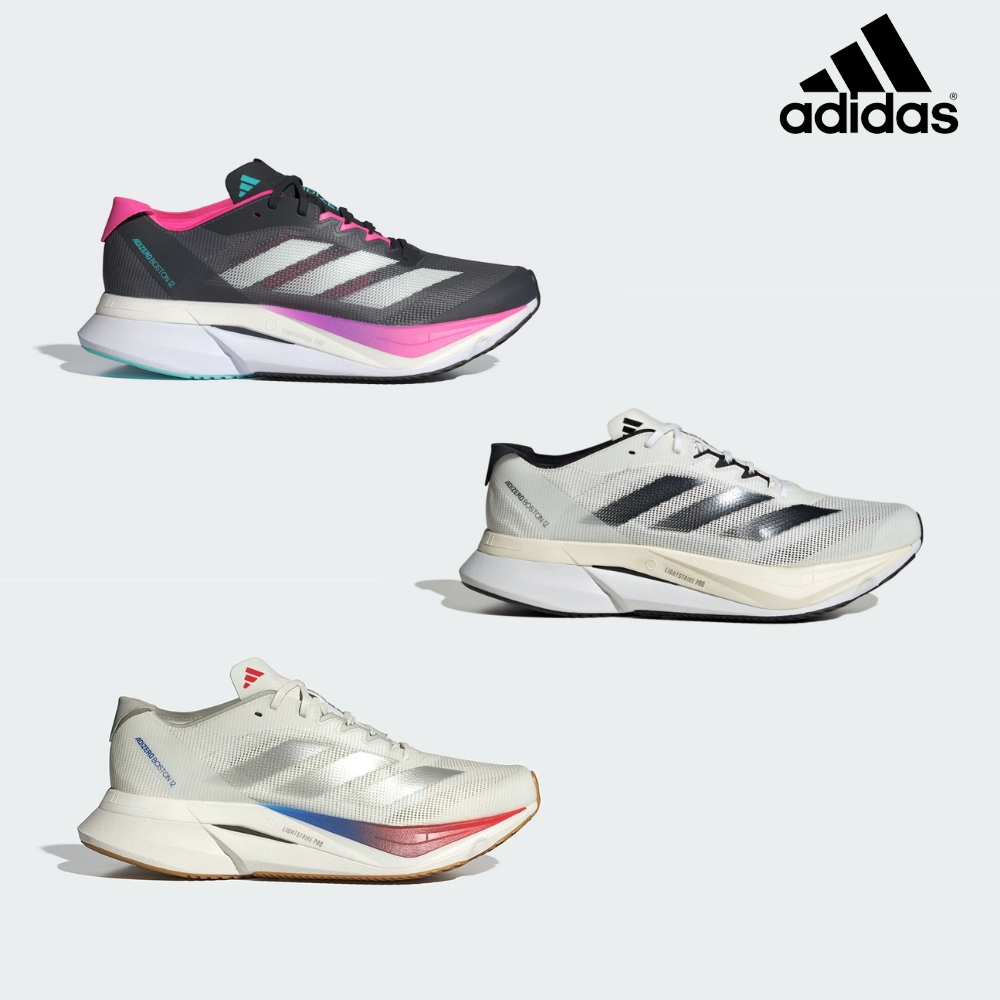 ADIDAS ADIZERO BOSTON 12 Running Shoes Black Silver Pink JI4481 White ...