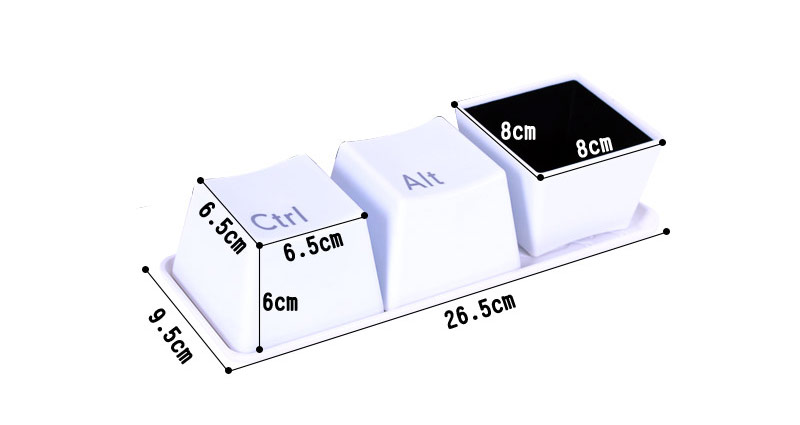 W-Computer Keyboard Button Shape Storage Cup (1 Tray+3 Cup) (White ...