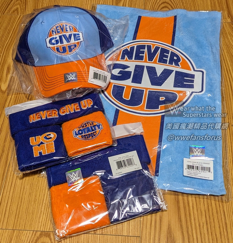 John Cena Never Give Up Green Orange 15X Headband Wristband Set