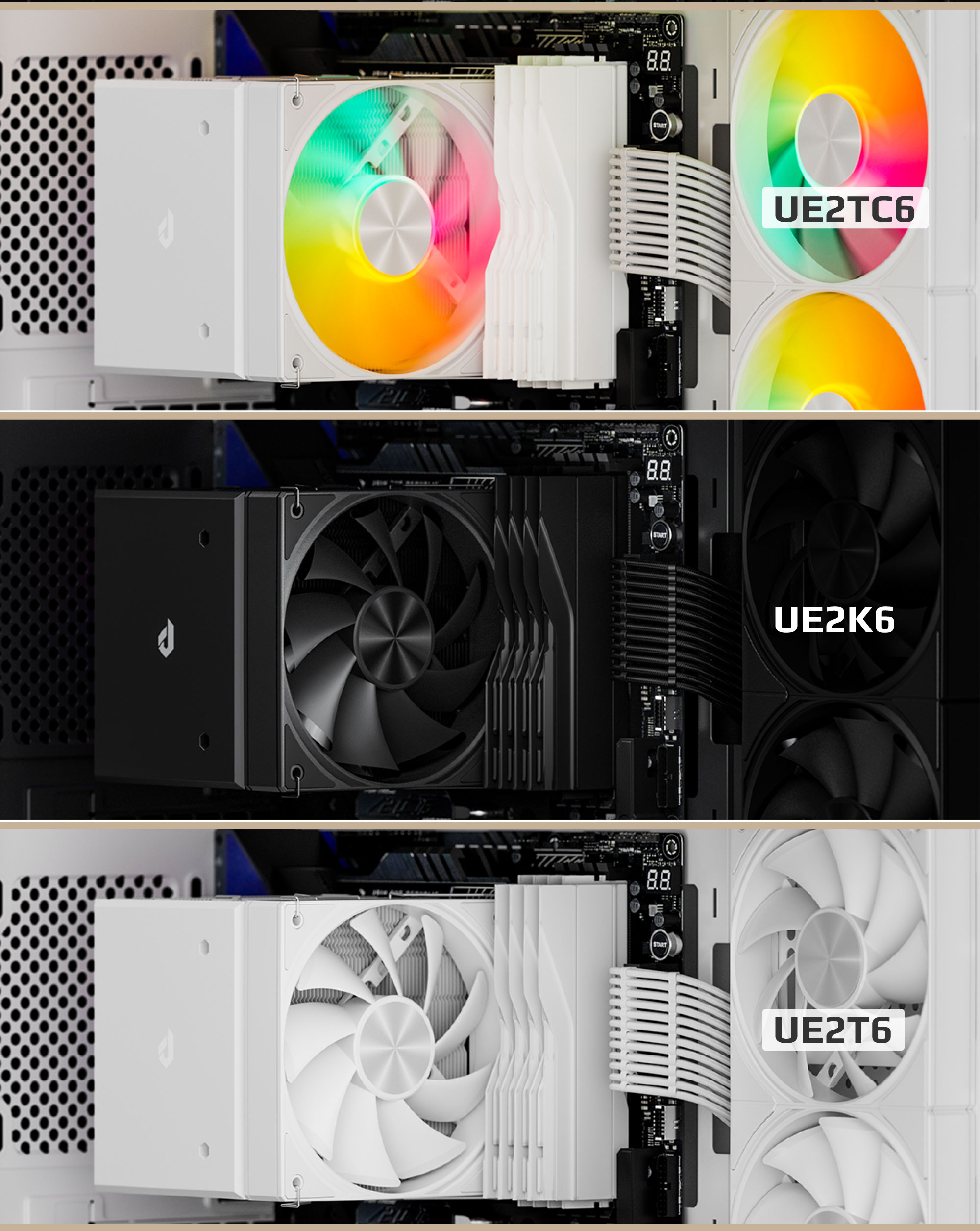 upHere UE2 Series CPU Tower Fan Double Cooling 6mm x 6 Copper Heat Tube ...