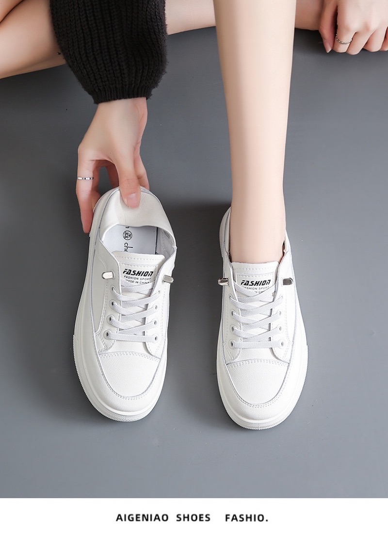 Small White Shoes Back Step Two-Wear Women Casual Lace-Free Super Soft ...