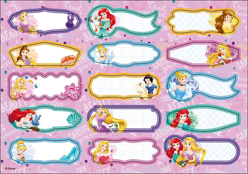 Disney Princess Stickers Colorful Mermaid Snow White Cute Name Pocket ...
