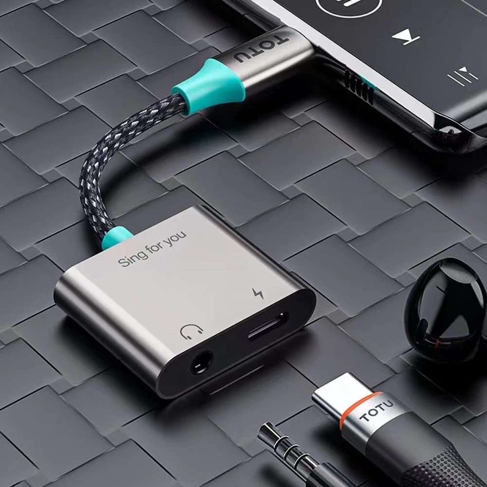 TOTU Type-C Adapter Cable Audio 3.5mm Charging Listening To Songs Wire ...