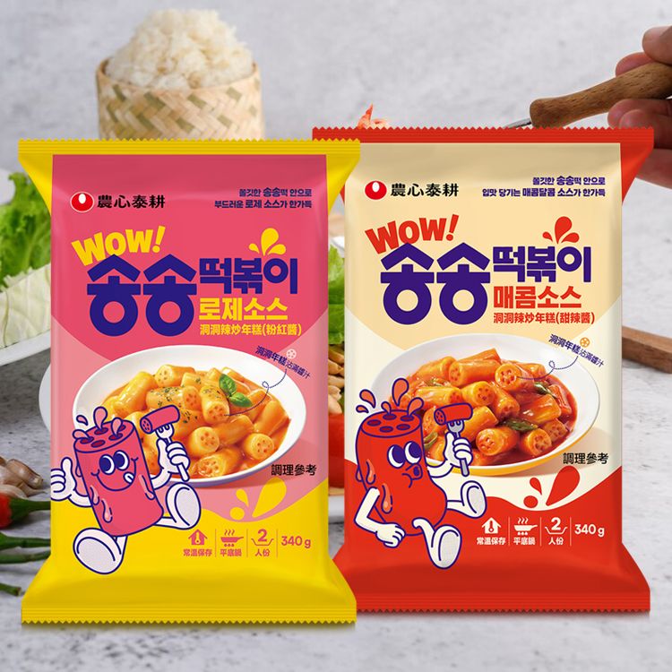 Nongshim Tae Gengdong Spicy Stir-Fried Rice Cake (340g) Pink Sauce ...