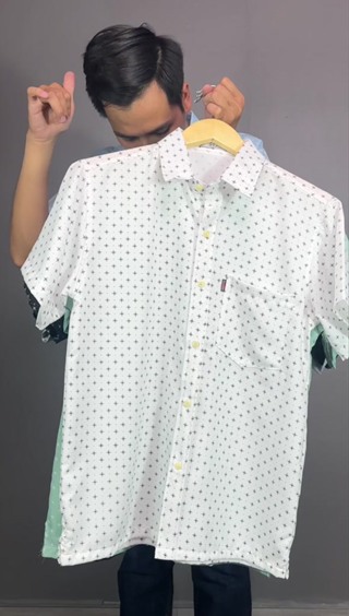 Men's short-sleeved silk fabric shirt F126L | Shopee Malaysia