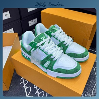 Lv Trainer Sneakers In Green High Quality For Men And Women Full Box + Bill