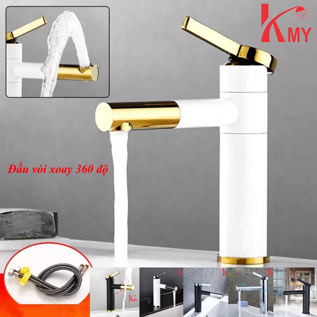 Powder Coated lavabo Faucet 20 cm High, Nozzle Rotates 360 Degrees KMY