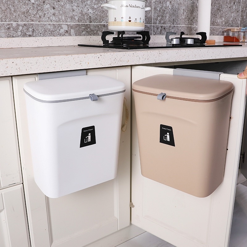 7/9L Garbage Can Wall Mounted With Sliding Lid Kitchen Trash Can For Under Sink