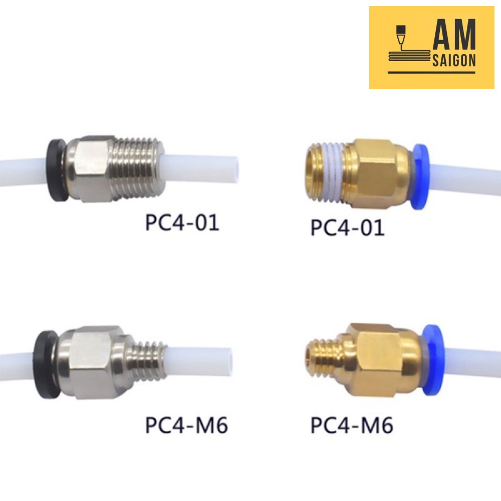 Teflon PTFE PC tube connector 4mm thread m6, m10 for 3D printer ...