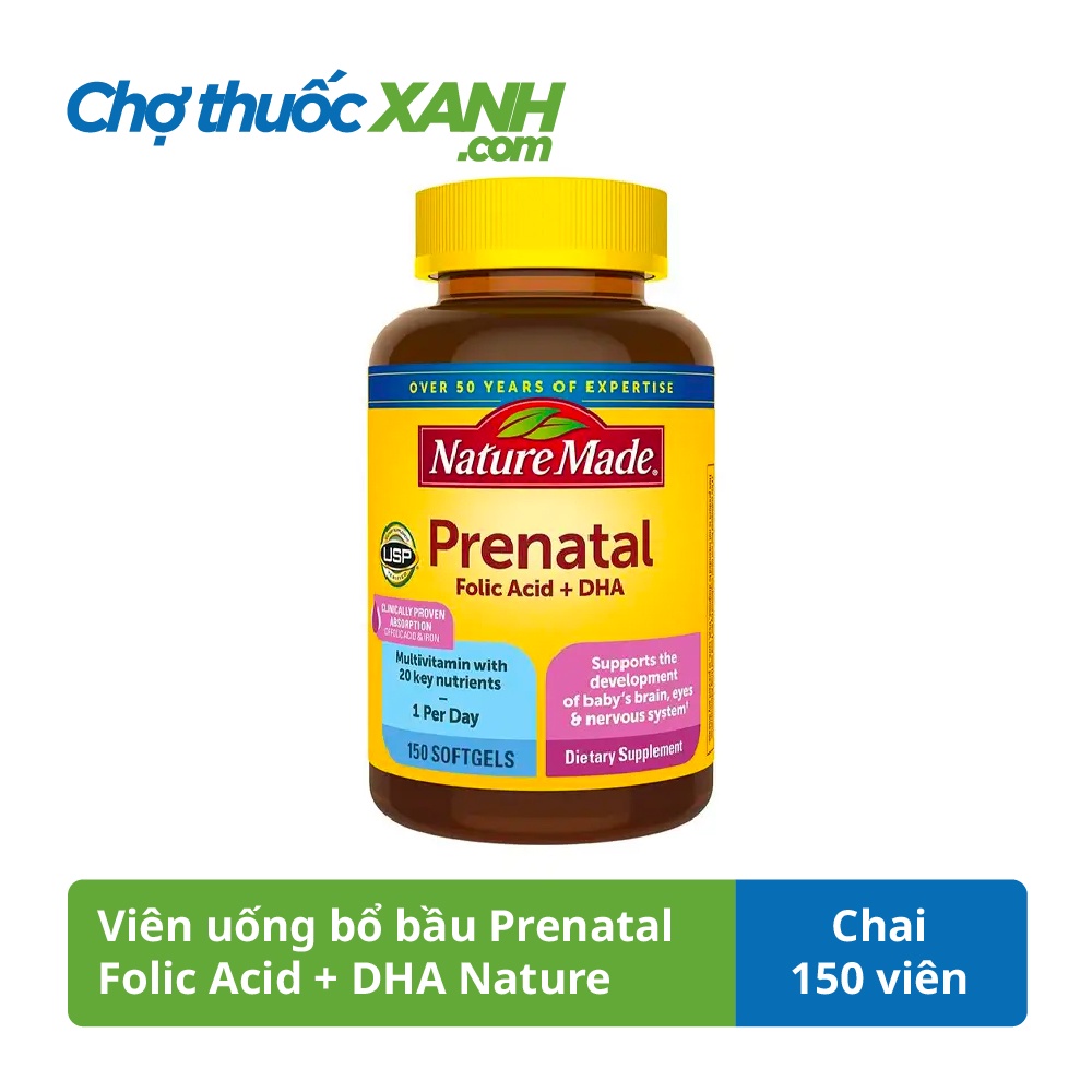 Prenatal Folic Acid + DHA Nature Made 150 Tablets Pregnant oral