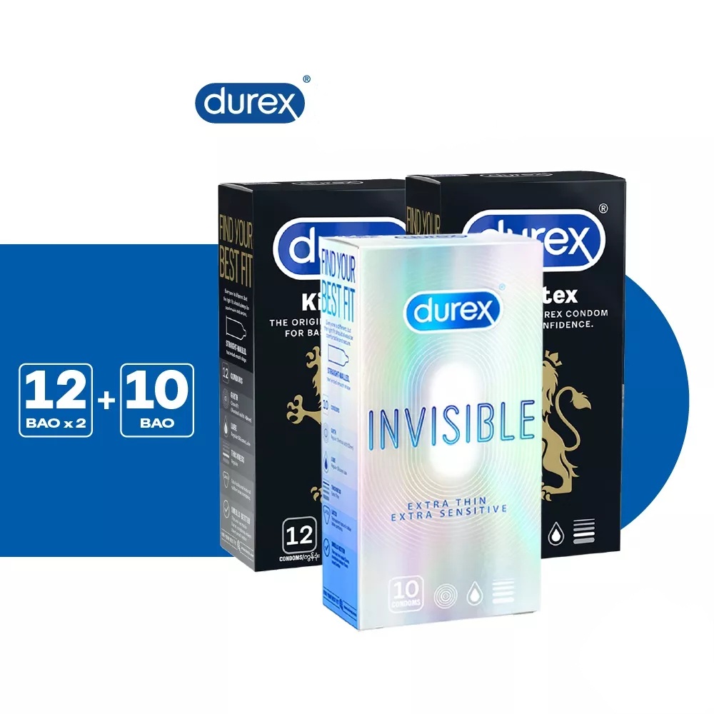 Set of 1 box of Durex Invisible Condoms (10 condoms/box) and 2 boxes of ...