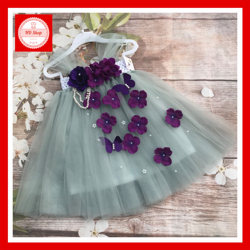 Gray Baby Dress With Purple Hydrangeas Shopee Malaysia