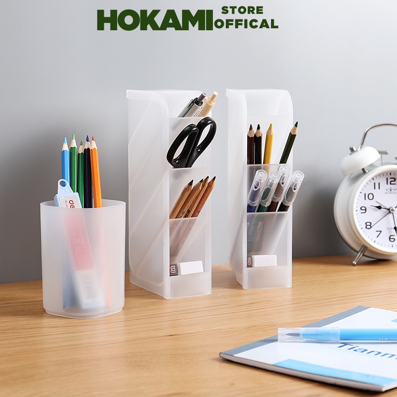 4-compartment Transparent Pen Holder Multi-Compartment Desktop Pen ...