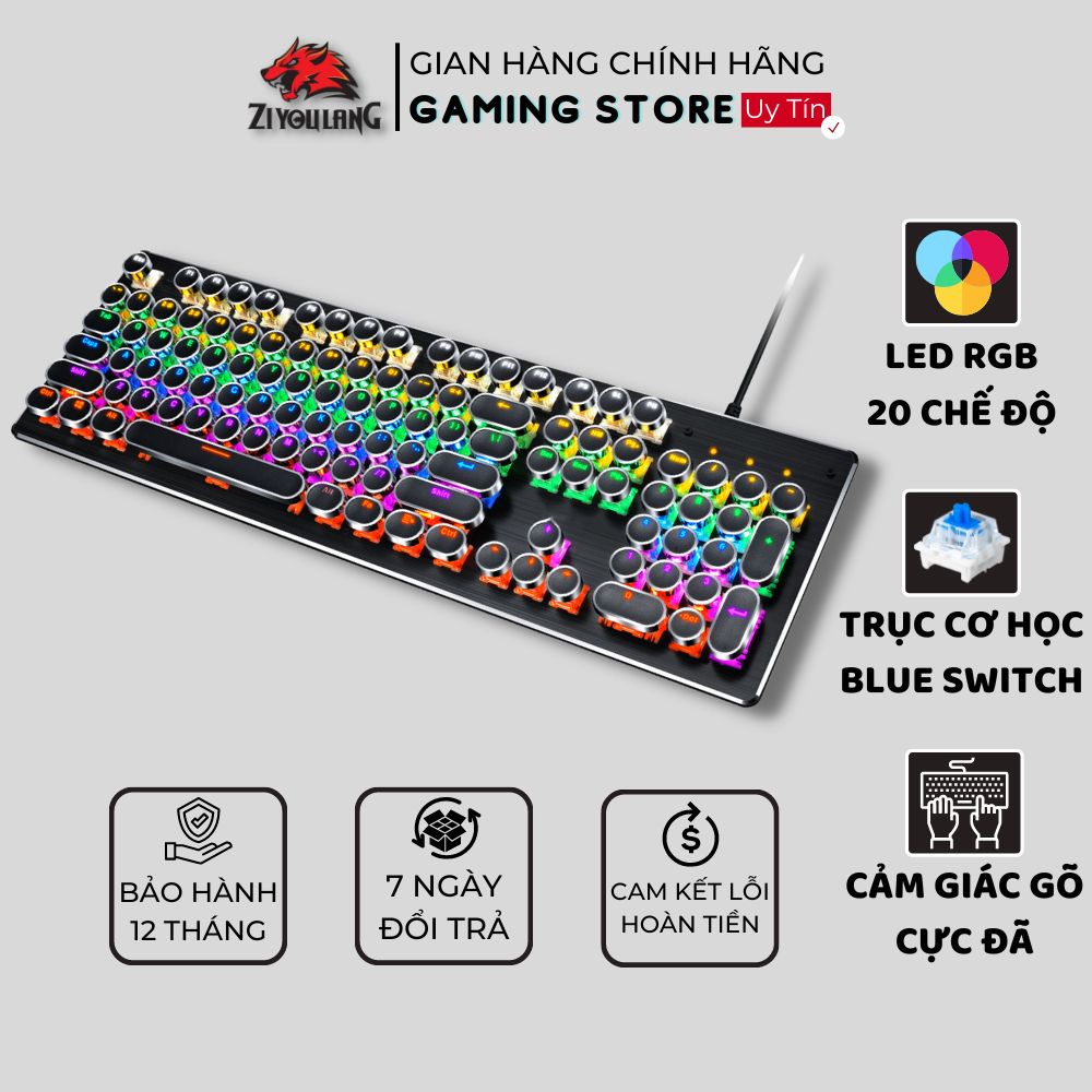 Ziyoulang T907 Gaming Rice Keyboard BlueSwitch Led Mechanical Axis ...