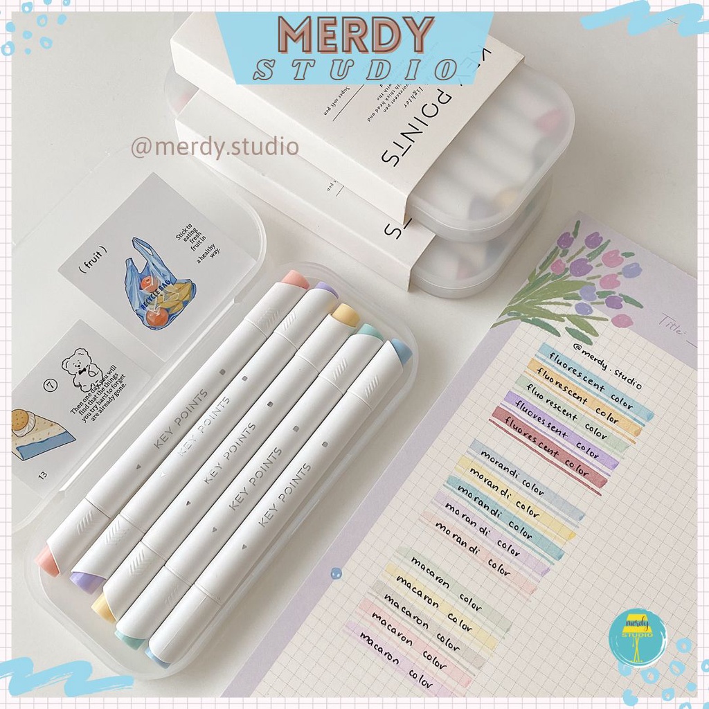 Set Of 5 Key Point pastel Highlighters (With Box) Shopee Malaysia