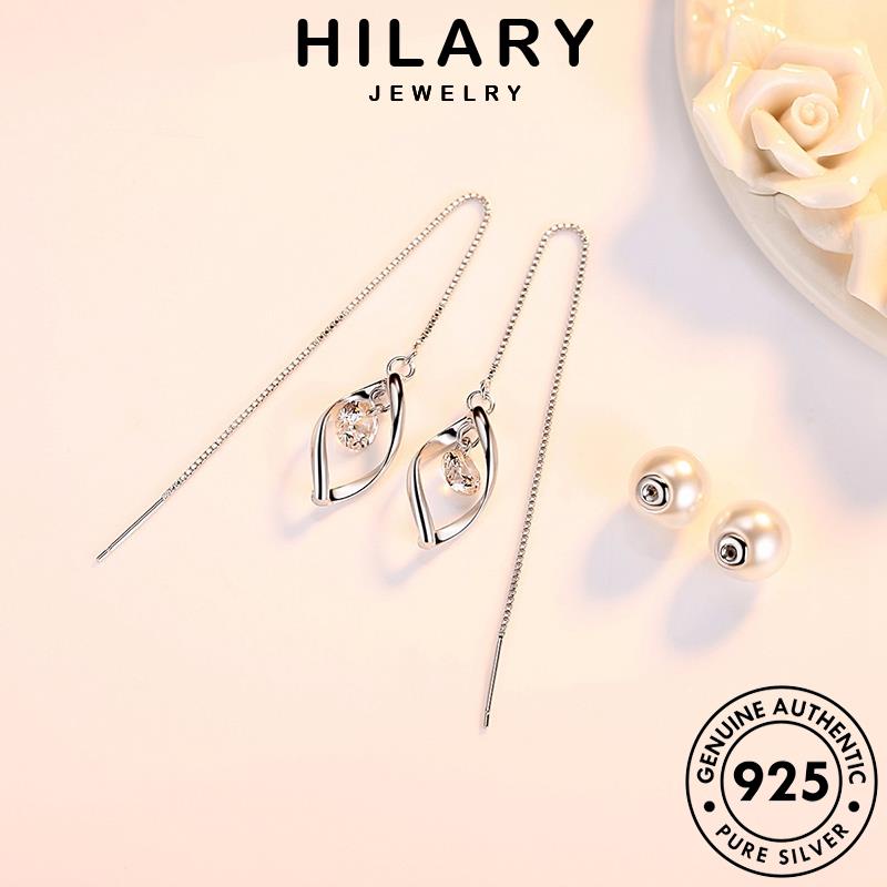 Hilary Jewelry 純銀耳環 Piercing Subang On Water Original Perak Pearl Sterling Earing Droplet Clip 0935