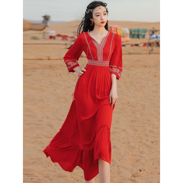 Red best sale dress shopee