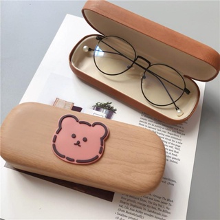 Creative Wood Grain Frame Myopia Glasses Case Cute Retro 