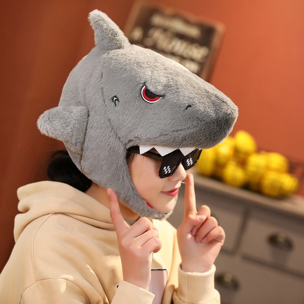 Japan Japan Korea ins Cute Hat Funny Shark Dinosaur Frog Tiger Headgear ...
