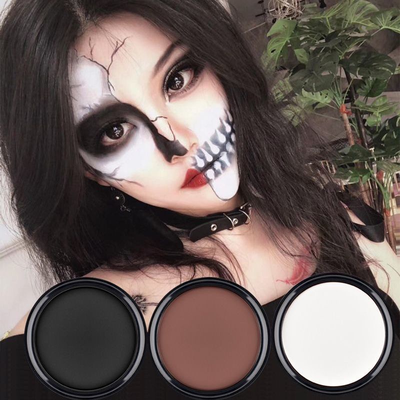 ☀ Halloween Makeup Pure Black White Foundation Concealer Skull Special