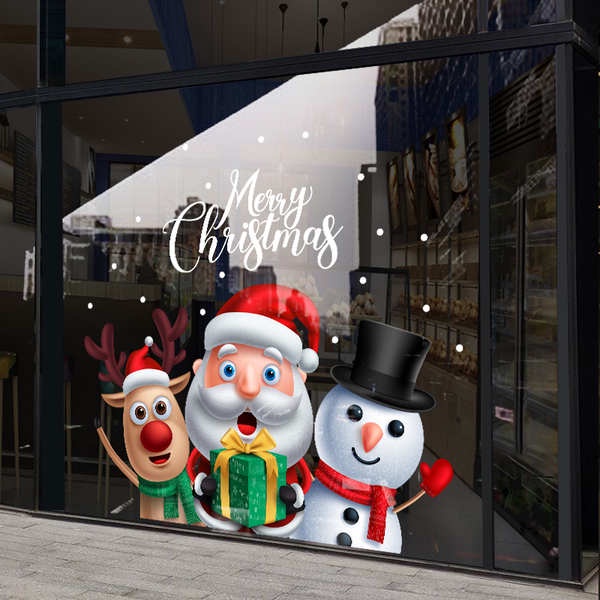 HOTSELLING stiker Krismas 2024 New Year Christmas Window Layout ...