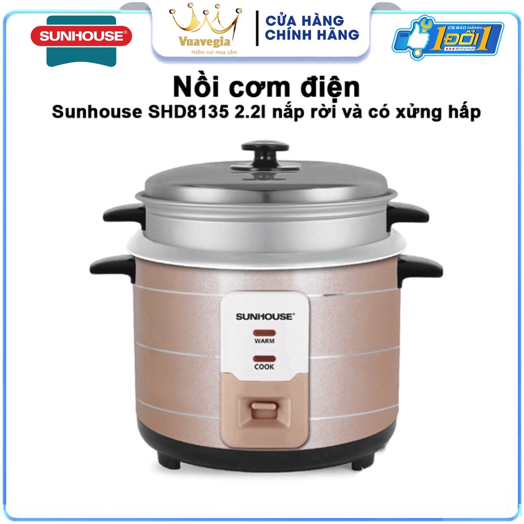 Sunhouse SHD8135 2.2l rice cooker with removable lid and 900W steamer ...