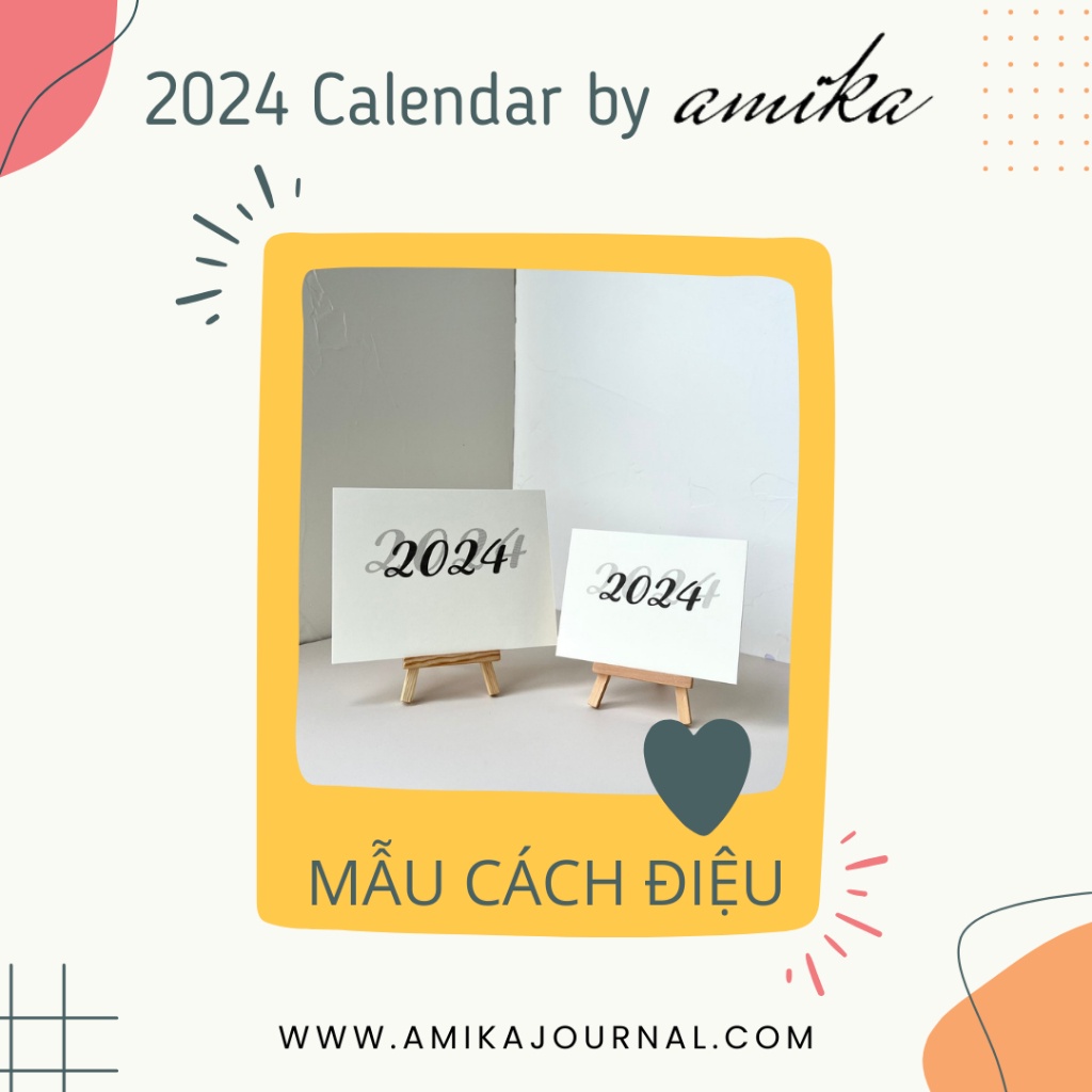 Calendar 2024 Vietnamese with calendar with calendar amika Stylized